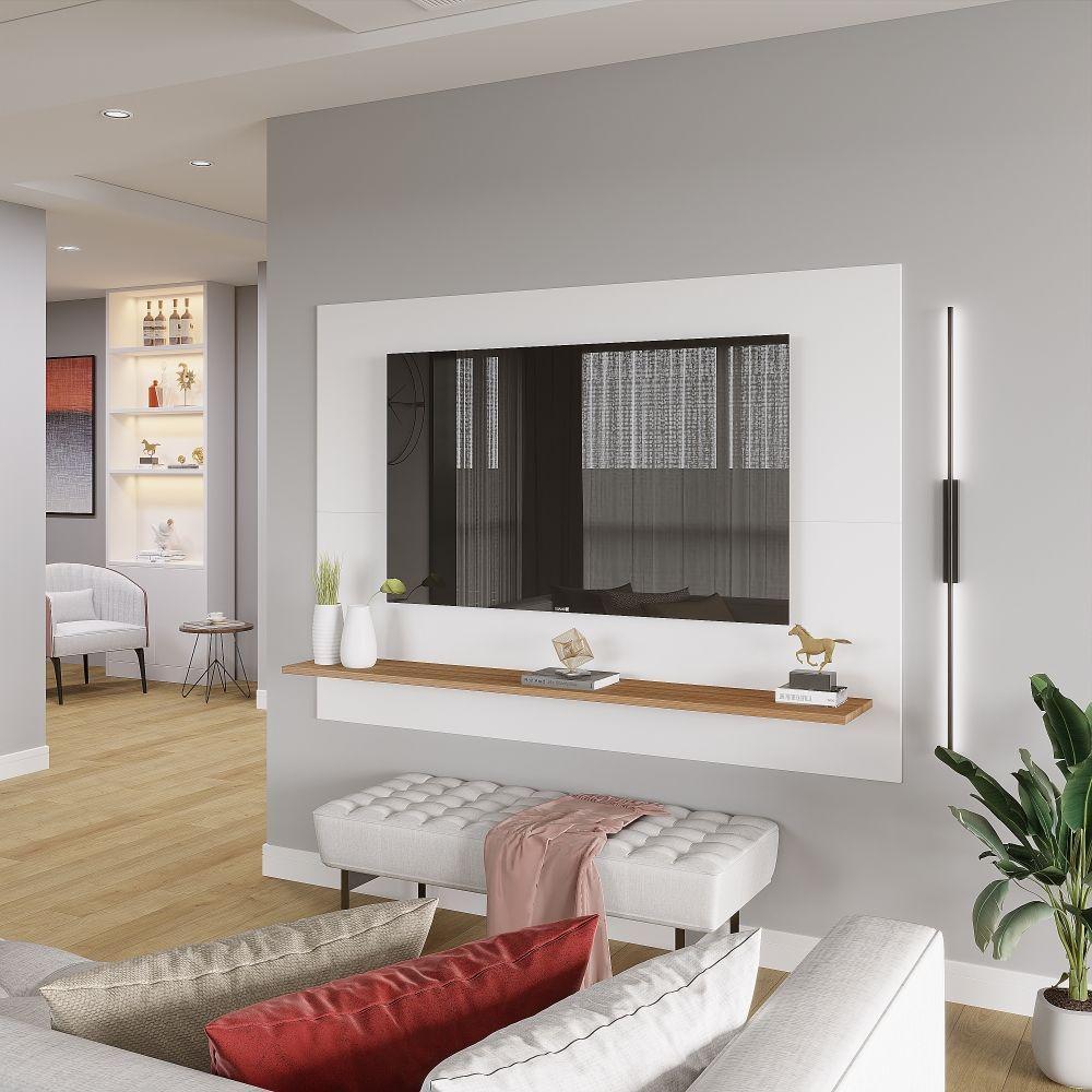 Painel Columbia 01 Prateleira P e Tv Ate 50 Pol. branco e montana - 6