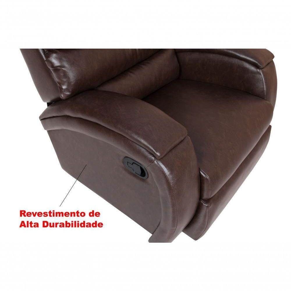 Cadeira Poltrona Reclinável Imperial Zero Wall Couríssimo Balanço E Giro Com Massageador Marrom - 3