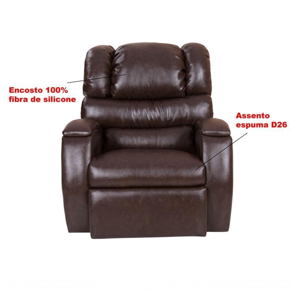 Cadeira Poltrona Reclinável Imperial Zero Wall Couríssimo Balanço E Giro Com Massageador Marrom - 5