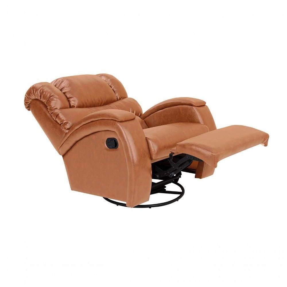 Cadeira Poltrona Reclinável Imperial Zero Wall Couríssimo Balanço E Giro Com Massageador Caramelo - 3