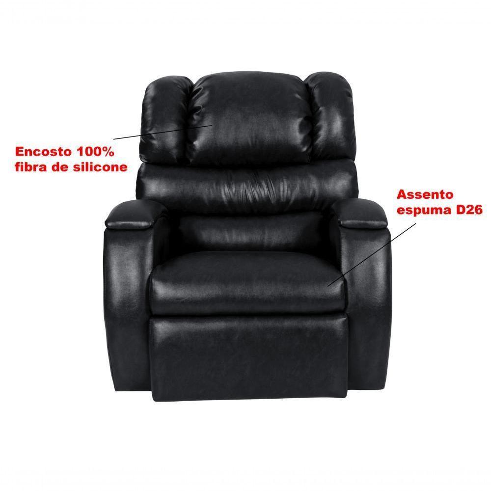 Cadeira Poltrona Reclinável Imperial Zero Wall Couríssimo Balanço E Giro Com Massageador Preto - 5