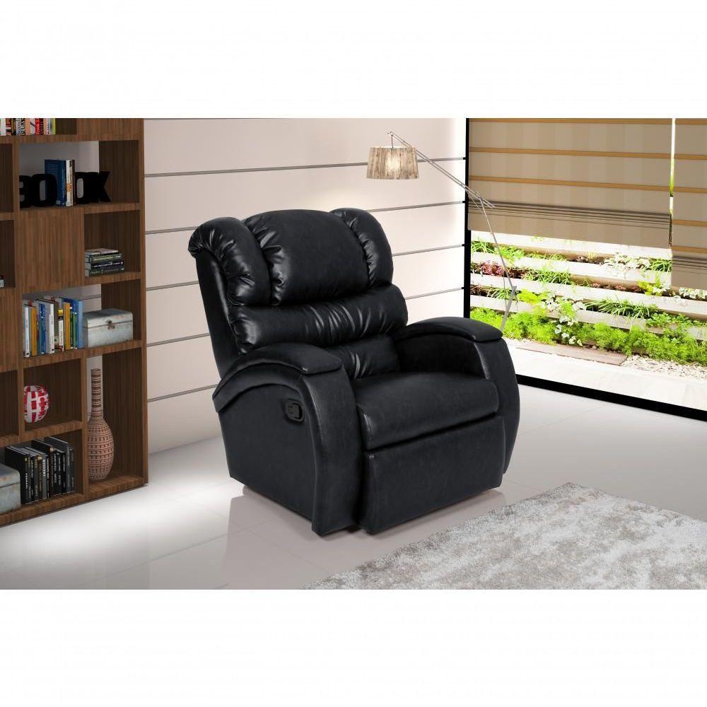 Cadeira Poltrona Reclinável Imperial Zero Wall Couríssimo Balanço E Giro Com Massageador Preto - 6