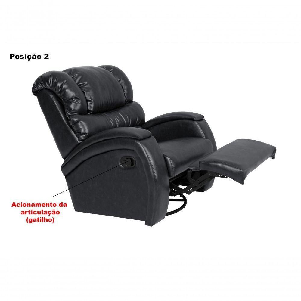 Cadeira Poltrona Reclinável Imperial Zero Wall Couríssimo Balanço E Giro Com Massageador Preto - 7