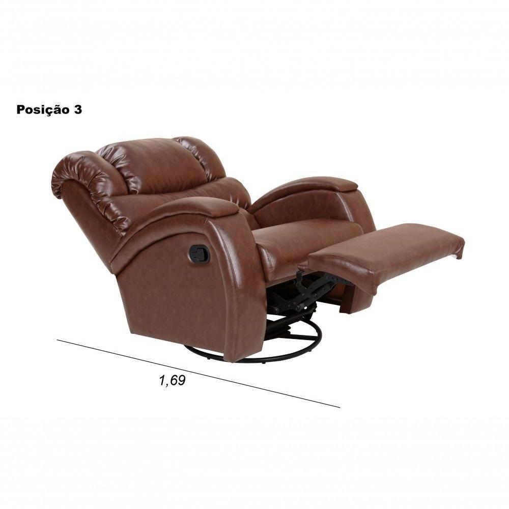 Cadeira Poltrona Reclinável Imperial Zero Wall Couríssimo Balanço E Giro Com Massageador Pinhão - 2