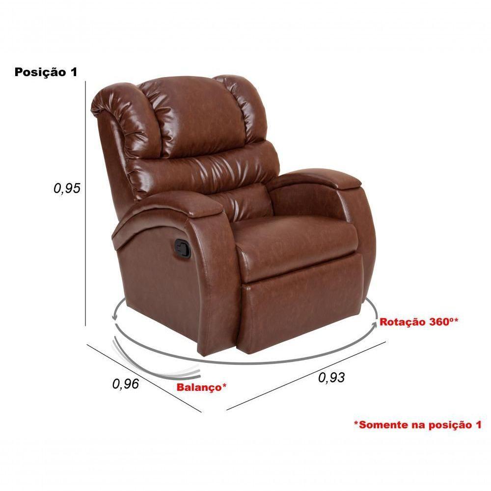 Cadeira Poltrona Reclinável Imperial Zero Wall Couríssimo Balanço E Giro Com Massageador Pinhão - 4