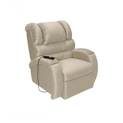 Poltrona Reclinável Imperial Motorizada Com Lift E Massageador Suede Bege Império Estofados
