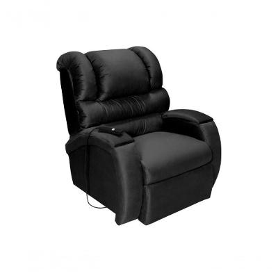 Poltrona Reclinável Imperial Motorizada Com Lift E Massageador Suede Preto Império Estofados