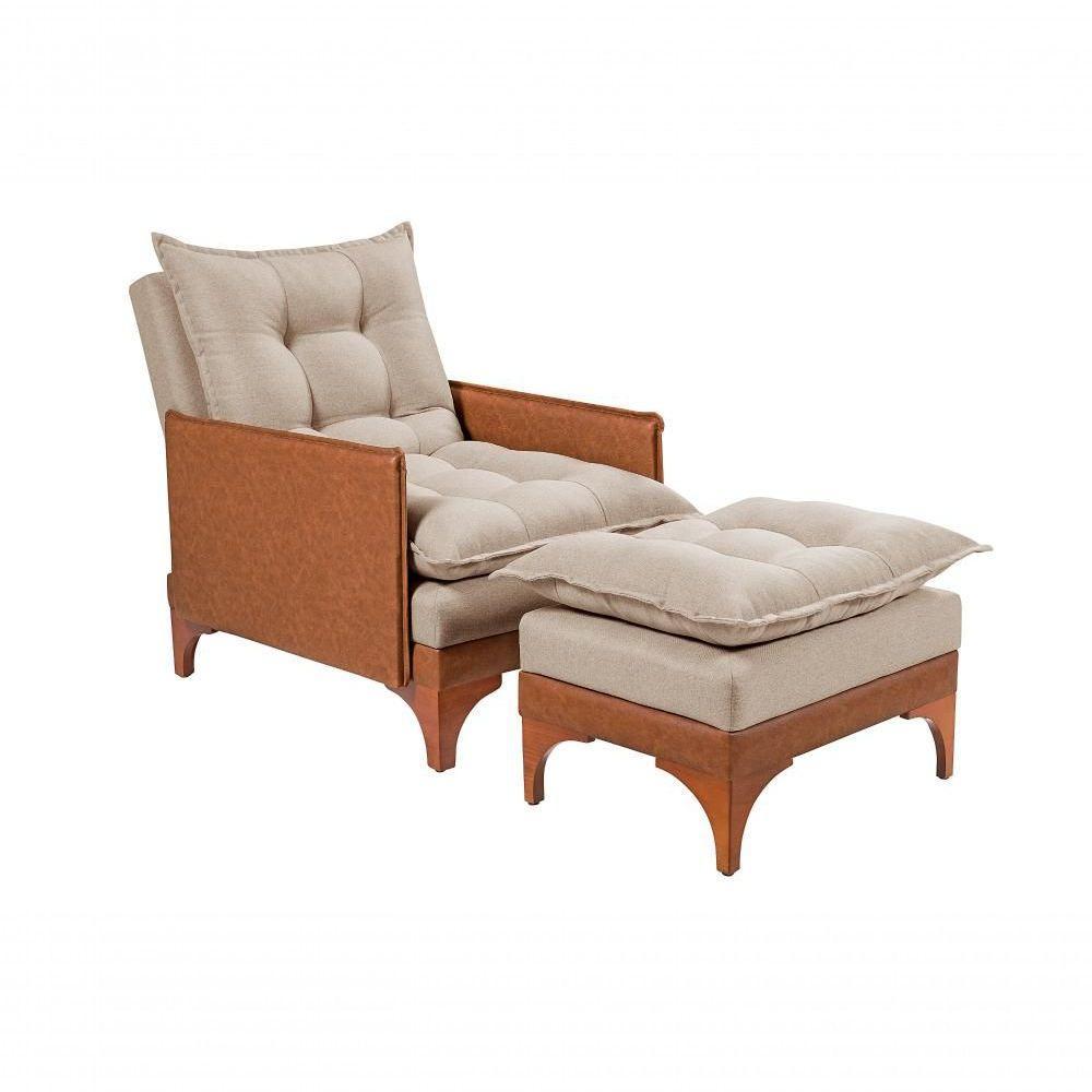 Cadeira Poltrona Reclinável Munique Linho-courissímo Bege - 1