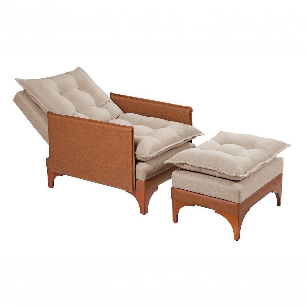 Cadeira Poltrona Reclinável Munique Linho-courissímo Bege - 6