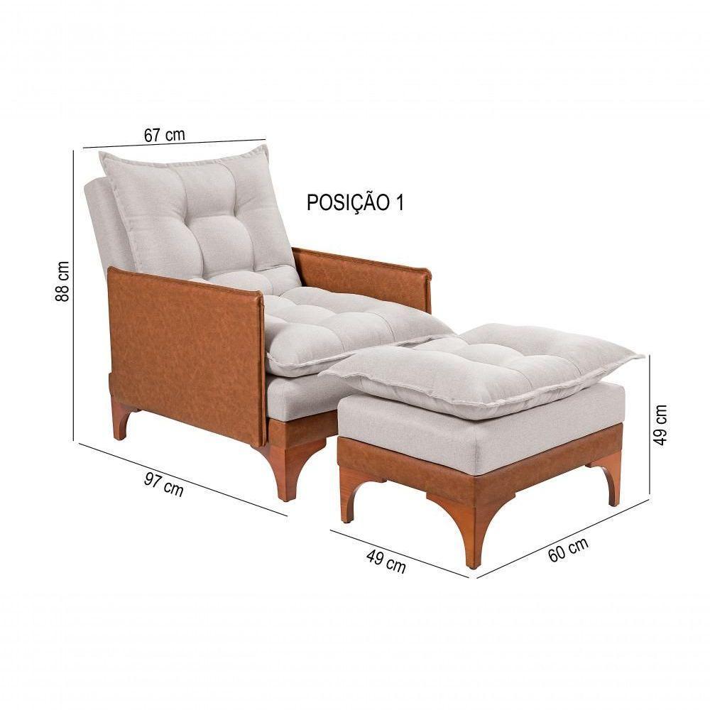 Cadeira Poltrona Reclinável Munique Linho-courissímo Palha - 4