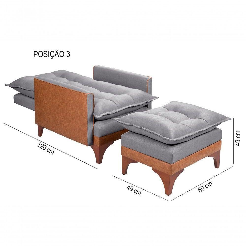 Cadeira Poltrona Reclinável Munique Linho-courissímo Grafite - 5