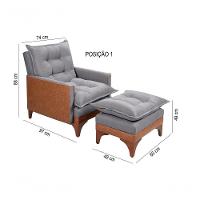 Cadeira Poltrona Reclinável Munique Linho-courissímo Grafite