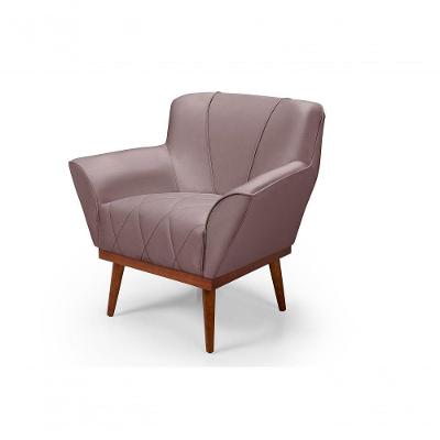 Poltrona Yasmin Decorativa Veludo Rosê Império Estofados