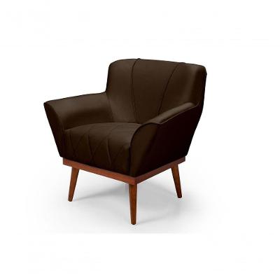 Poltrona Yasmin Decorativa Veludo Marrom Império Estofados