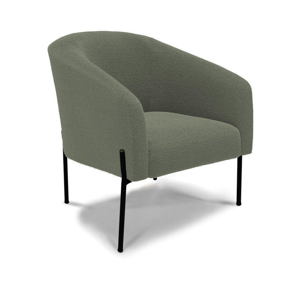 Poltrona Decorativa Pé De Ferro Preto Kit 2 Stella Bouclê D03 Verde Pistache - 7