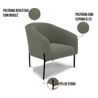 Poltrona Decorativa Pé De Ferro Preto Kit 2 Stella Bouclê D03 Verde Pistache - 5