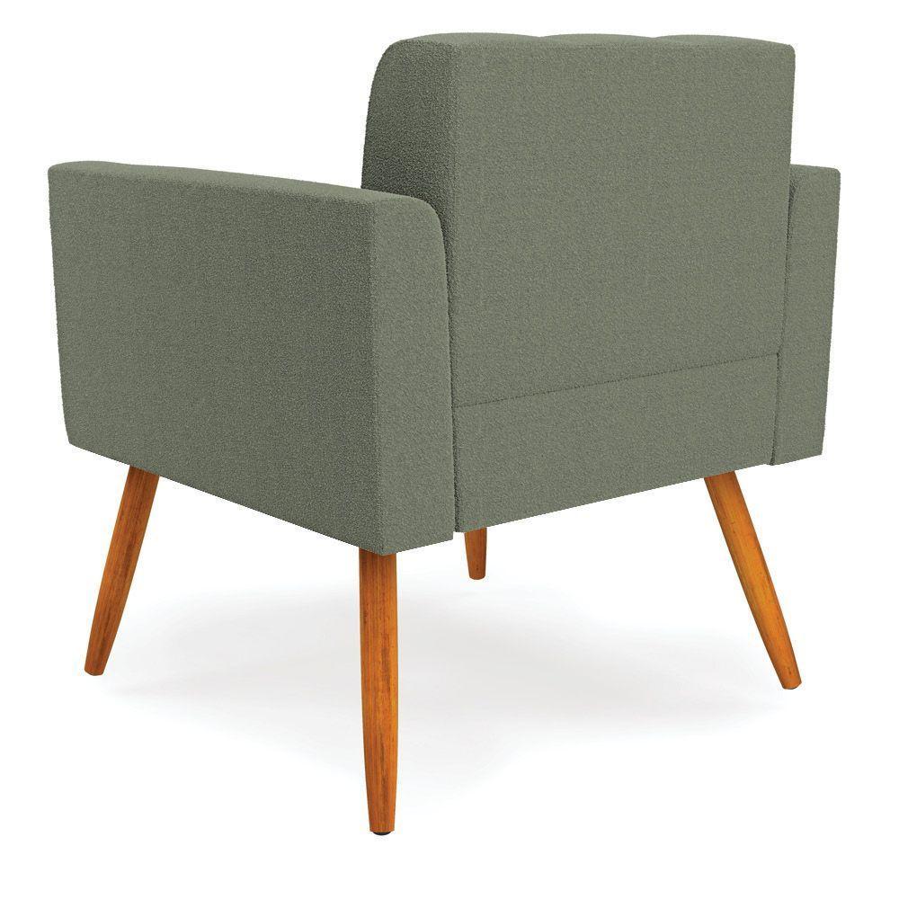 Poltrona Sala De Estar Pé Palito Castanho Elisa Bouclê D03 Verde Pistache - 6