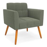 Poltrona Sala De Estar Pé Palito Castanho Elisa Bouclê D03 Verde Pistache - 1