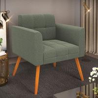 Poltrona Sala De Estar Pé Palito Castanho Elisa Bouclê D03 Verde Pistache - 5