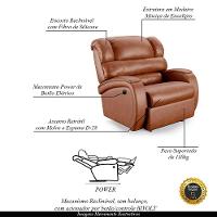 Poltrona Do Papai Reclinável Napoli Power Elétrica Pu Caramelo Brilho Fh1 - 5