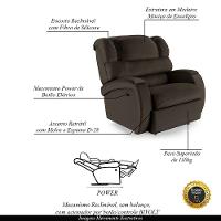Poltrona Do Papai Reclinável Napoli Power Elétrica Pu Fh1 Marrom - 7