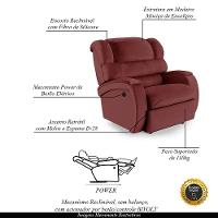 Poltrona Do Papai Reclinável Napoli Power Elétrica Pu Fh1 Vermelho - 5
