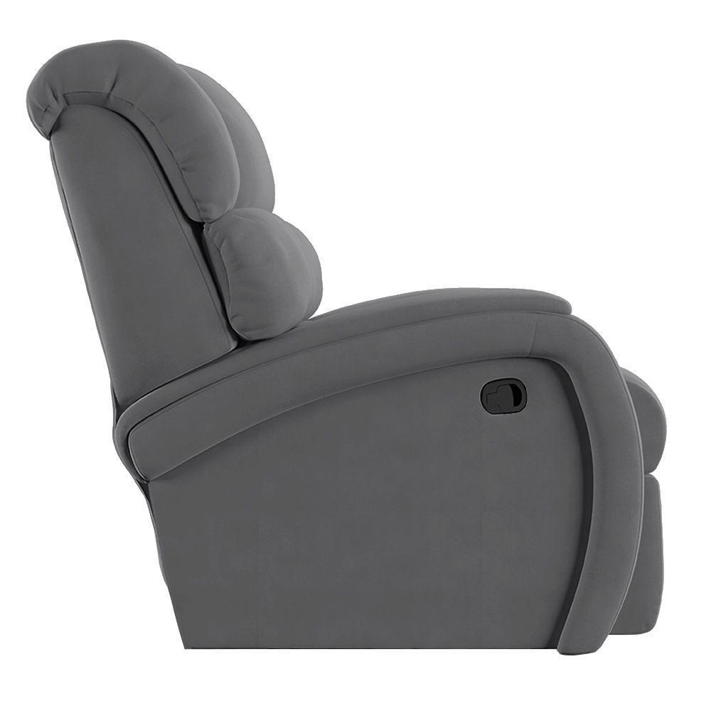 Poltrona Do Papai Reclinável Napoli Manual Gatilho Veludo Fh1 Cinza - 2