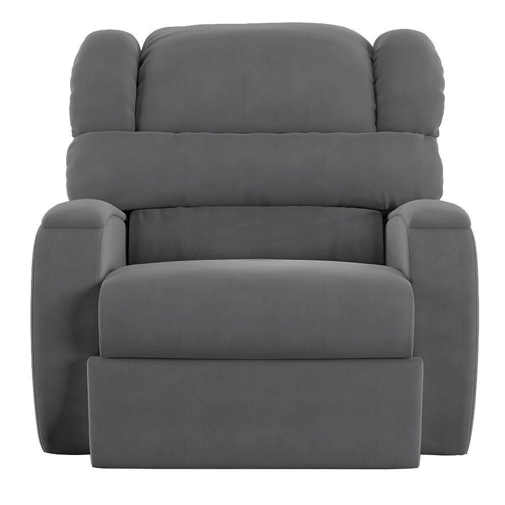 Poltrona Do Papai Reclinável Napoli Manual Gatilho Veludo Fh1 Cinza - 3