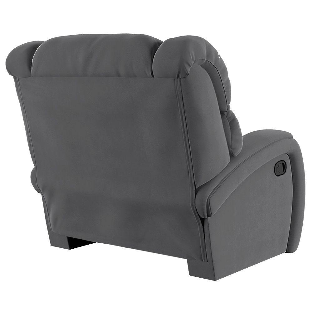 Poltrona Do Papai Reclinável Napoli Manual Gatilho Veludo Fh1 Cinza - 4