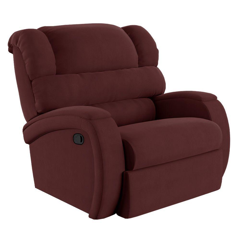 Poltrona Do Papai Reclinável Napoli Manual Gatilho Veludo Fh1 Vinho - 1