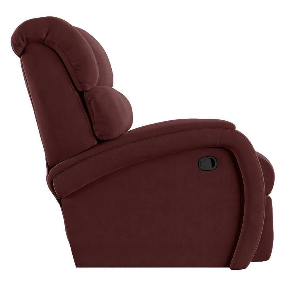 Poltrona Do Papai Reclinável Napoli Manual Gatilho Veludo Fh1 Vinho - 2