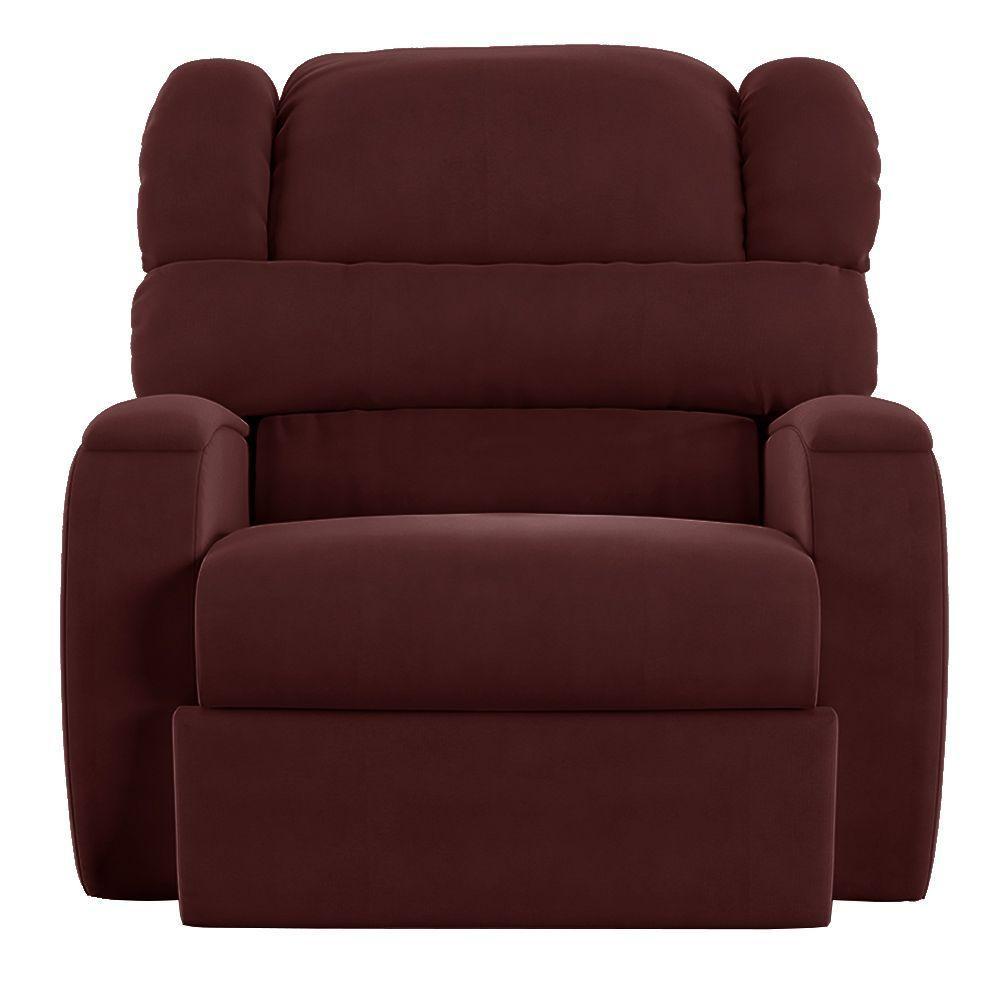 Poltrona Do Papai Reclinável Napoli Manual Gatilho Veludo Fh1 Vinho - 3