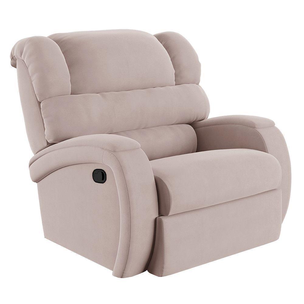 Poltrona Do Papai Reclinável Napoli Manual Gatilho Veludo Rosê Fh1 - 1
