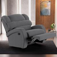 Poltrona Do Papai Reclinável Napoli Manual Gatilho Veludo Cinza Fh1 - 6