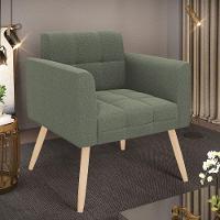 Poltrona Sala De Estar Pé Palito Natural Elisa Bouclê D03 Verde Pistache - 5