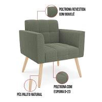 Poltrona Sala De Estar Pé Palito Natural Elisa Bouclê D03 Verde Pistache - 7