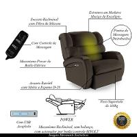 Poltrona Do Papai Reclinável Napoli Elétrica Botão Led Massagem Pu Fh1 Marrom - 6