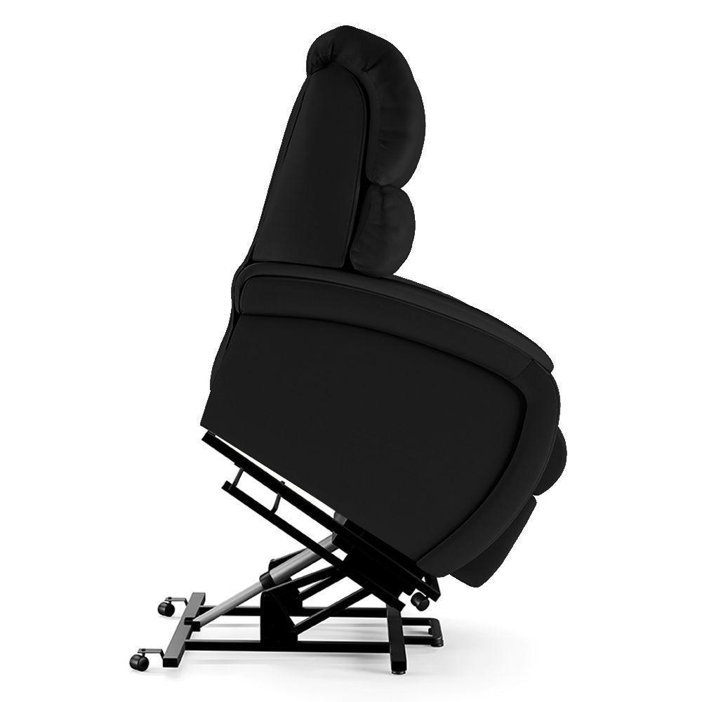 Poltrona Do Papai Reclinável Napoli Elevação Lift Elétrico Pu Preto Brilho Fh1 - 3