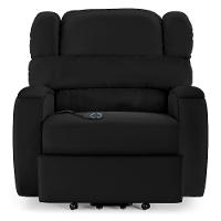 Poltrona Do Papai Reclinável Napoli Elevação Lift Elétrico Pu Preto Brilho Fh1 - 1