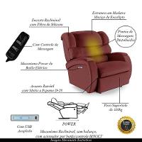 Poltrona Do Papai Reclinável Napoli Elétrica Botão Led Massagem Pu Fh1 Vermelho