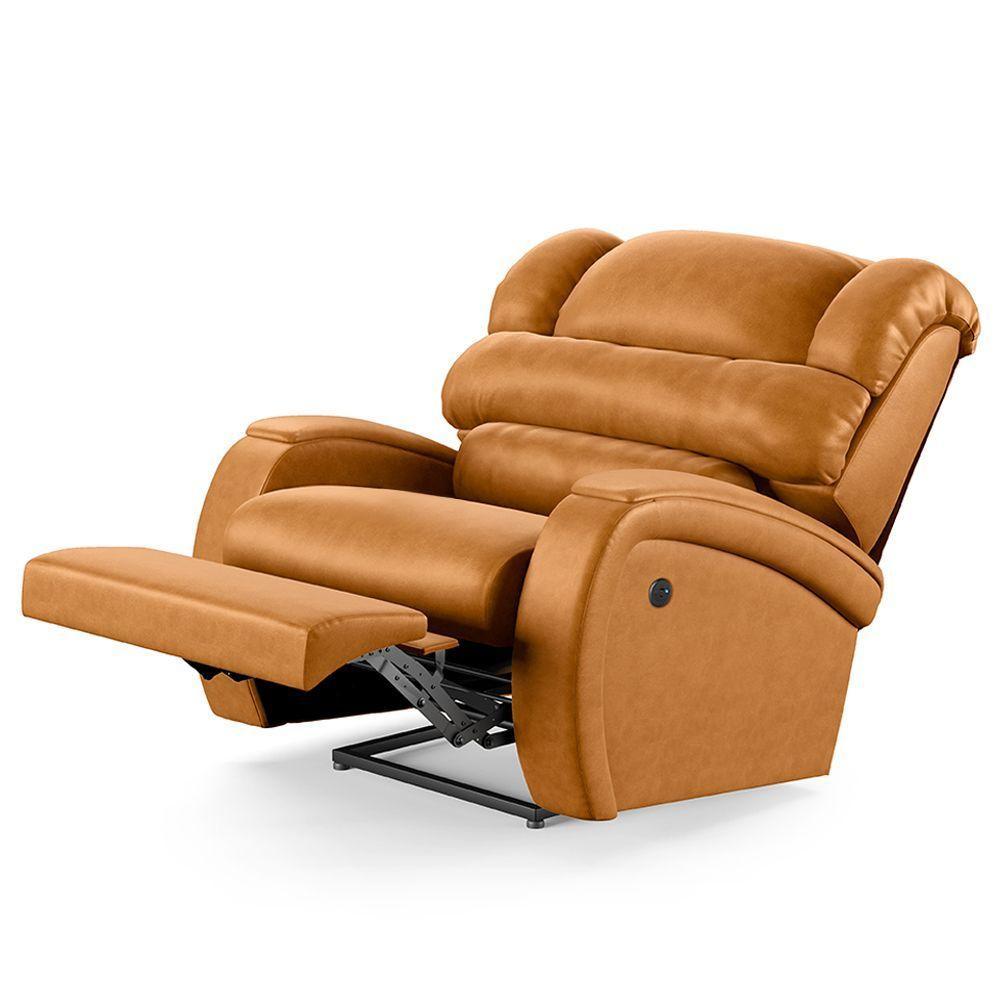 Poltrona Do Papai Reclinável Napoli Controle Power Elétrico Usb Pu Whisky Fh1 - 8