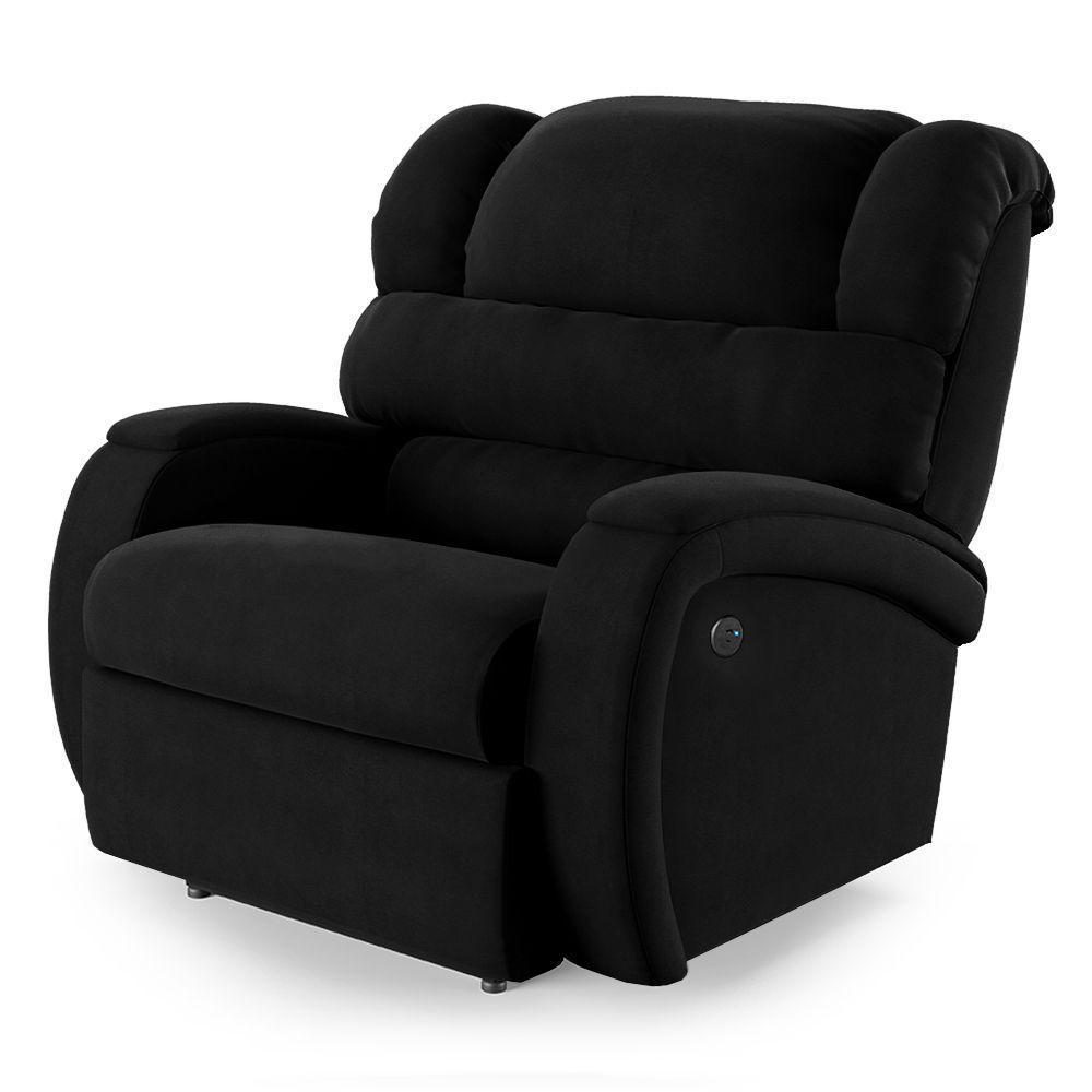 Poltrona Do Papai Reclinável Napoli Controle Power Elétrico Usb Veludo Preto Fh1 - 1