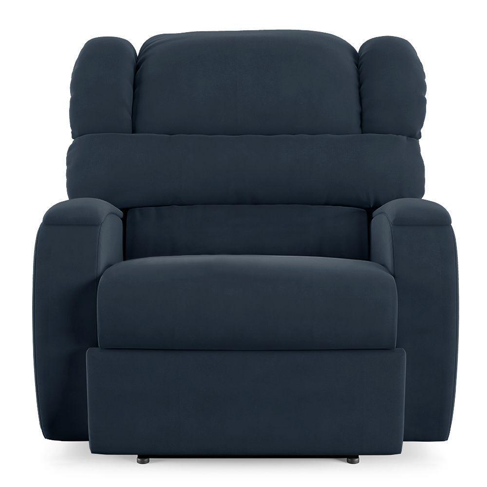 Poltrona Do Papai Reclinável Napoli Power Elétrica Massagem Veludo Azul Fh1 - 3