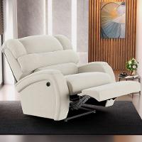 Poltrona Do Papai Reclinável Napoli Controle Power Elétrico Usb Veludo Fh1 Bege - 7