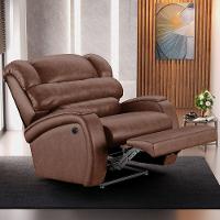 Poltrona Do Papai Reclinável Napoli Power Elétrica Pu Marrom Brilho Fh1 - 6