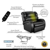 Poltrona Papai Reclinável Napoli Elétrica Botão Led Massagem Pu Pto Brilho Fh1 - 6