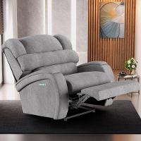 Poltrona Do Papai Reclinável Napoli Elétrica Botão Led Massagem Linho Cinza Fh1 - 3