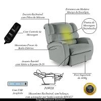 Poltrona Do Papai Reclinável Napoli Elétrica Botão Led Massagem Pu Cinza Fh1 - 3
