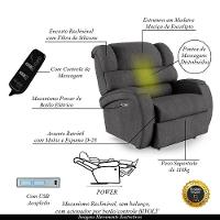Poltrona Do Papai Reclinável Napoli Elétrica Botão Led Massagem Linho Fh1 Grafite - 3