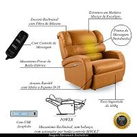 Poltrona Do Papai Reclinável Napoli Elétrica Botão Led Massagem Pu Fh1 Whisky - 6